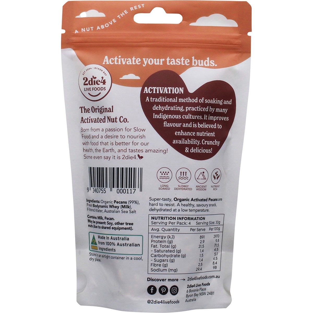 2Die4 Live Foods Activated Organic Pecans