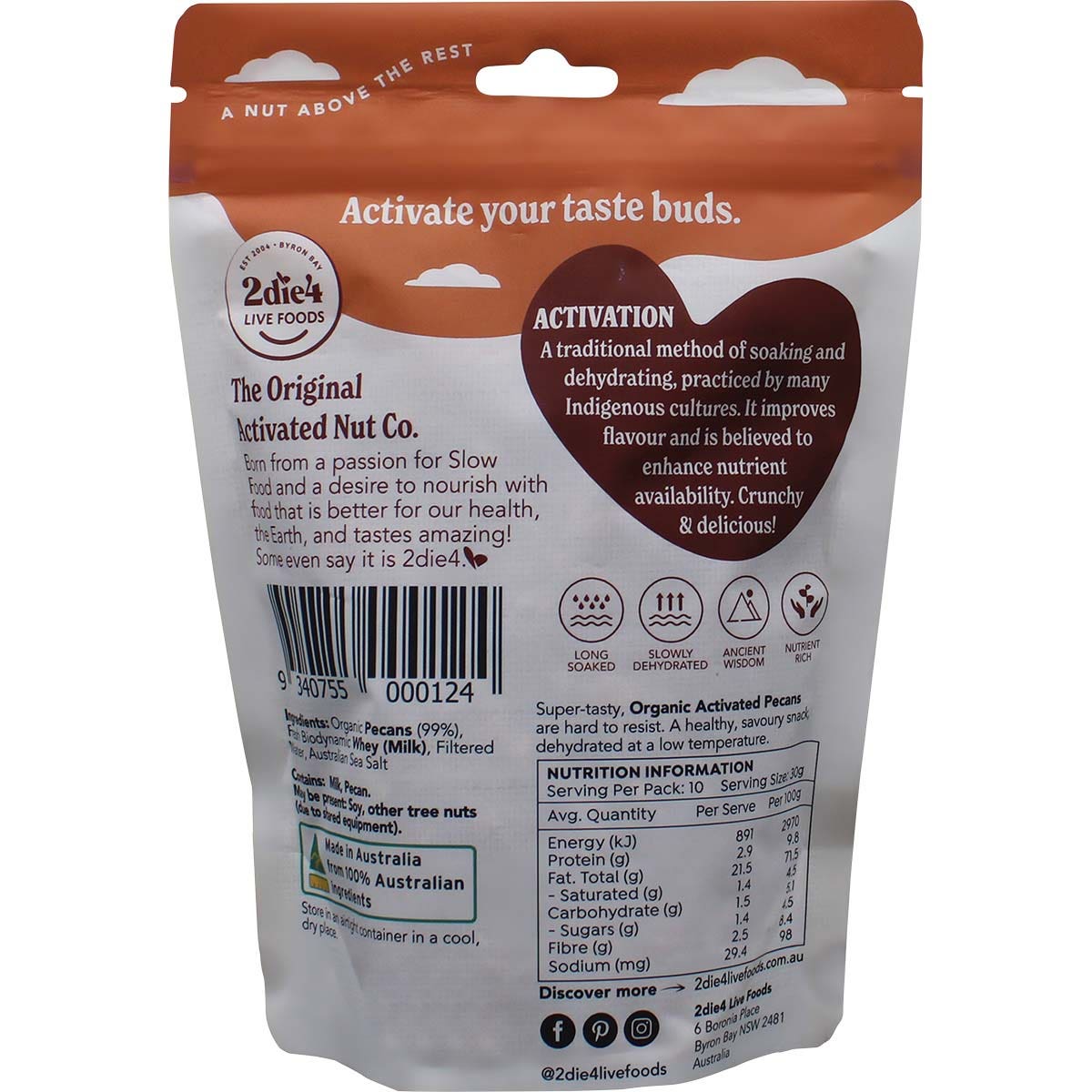 2Die4 Live Foods Activated Organic Pecans