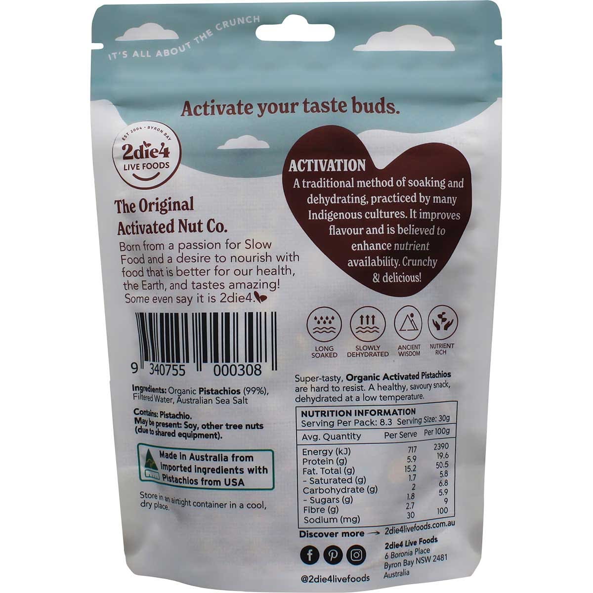 2Die4 Live Foods Activated Organic Pistachios