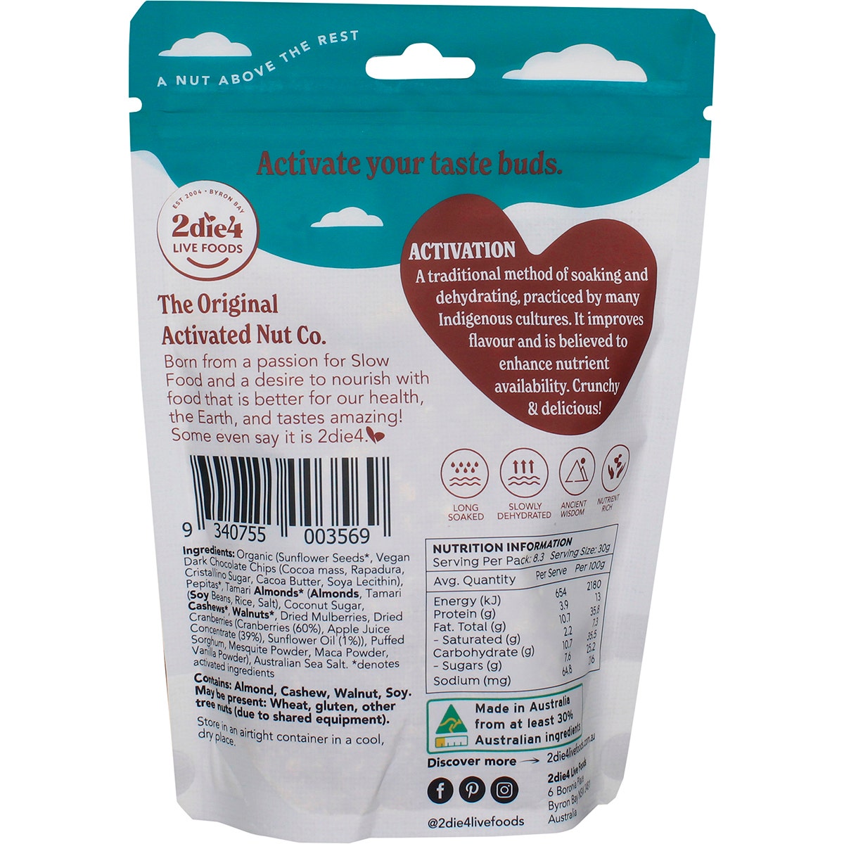 2Die4 Live Foods Activated Organic Trail Mix
