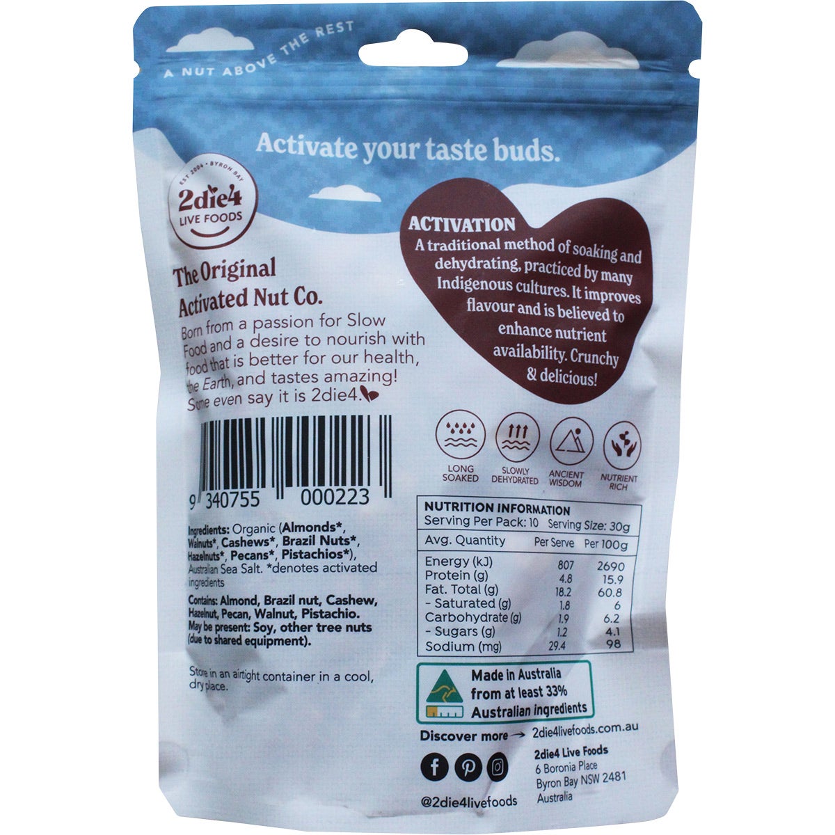 2Die4 Live Foods Activated Organic Vegan Mixed Nuts