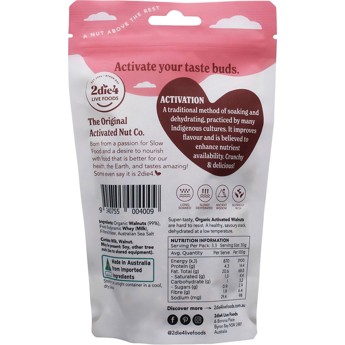 2Die4 Live Foods Activated Organic Walnuts