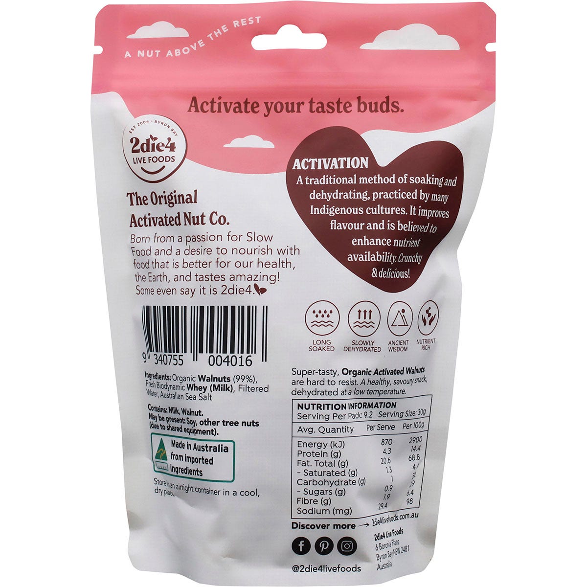 2Die4 Live Foods Activated Organic Walnuts