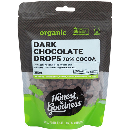 Honest to Goodness Organic Dark Chocolate Drops 70% Cocoa
