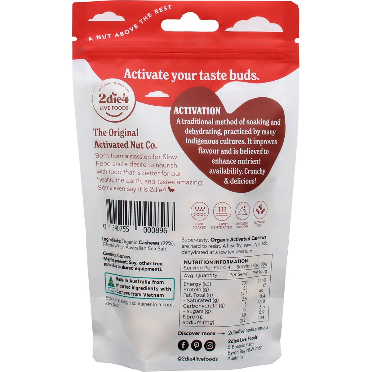 2Die4 Live Foods Activated Organic Cashews