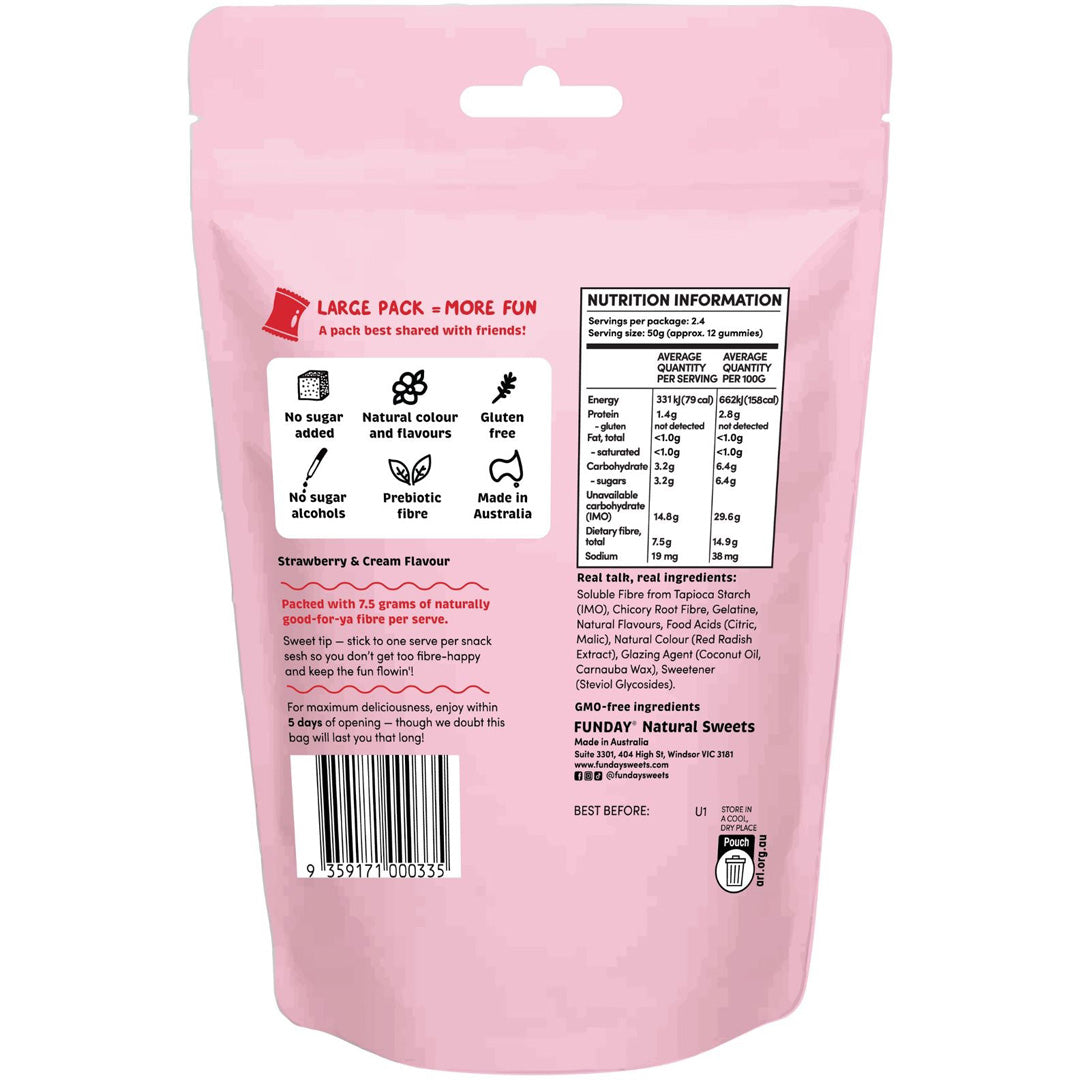 Funday Natural Sweets Strawberry & Cream Flavoured Gummies
