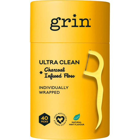 Grin Ultra Clean Charcoal Infused Floss Picks