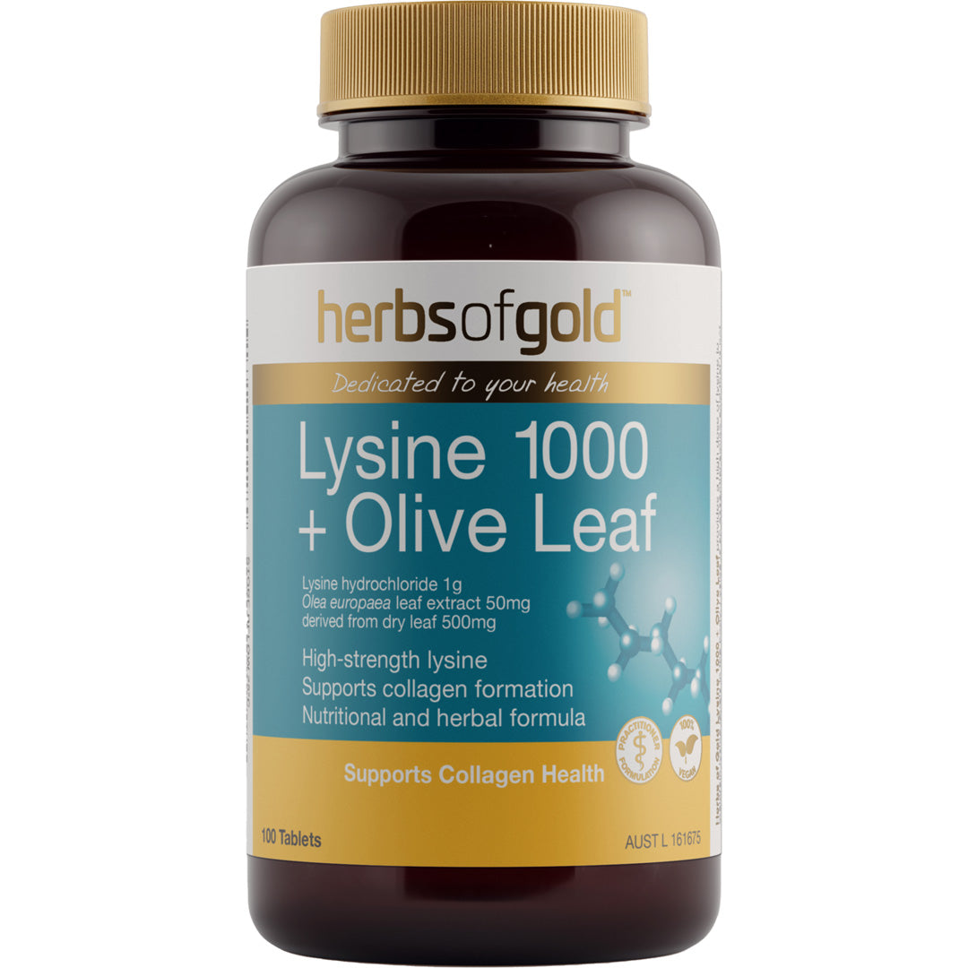 Herbs of Gold Lysine 1000 + Olive Leaf