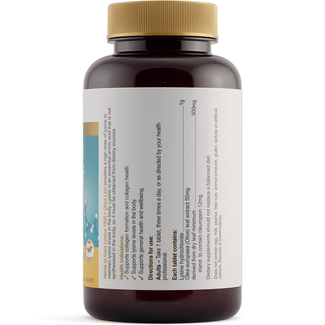Herbs of Gold Lysine 1000 + Olive Leaf