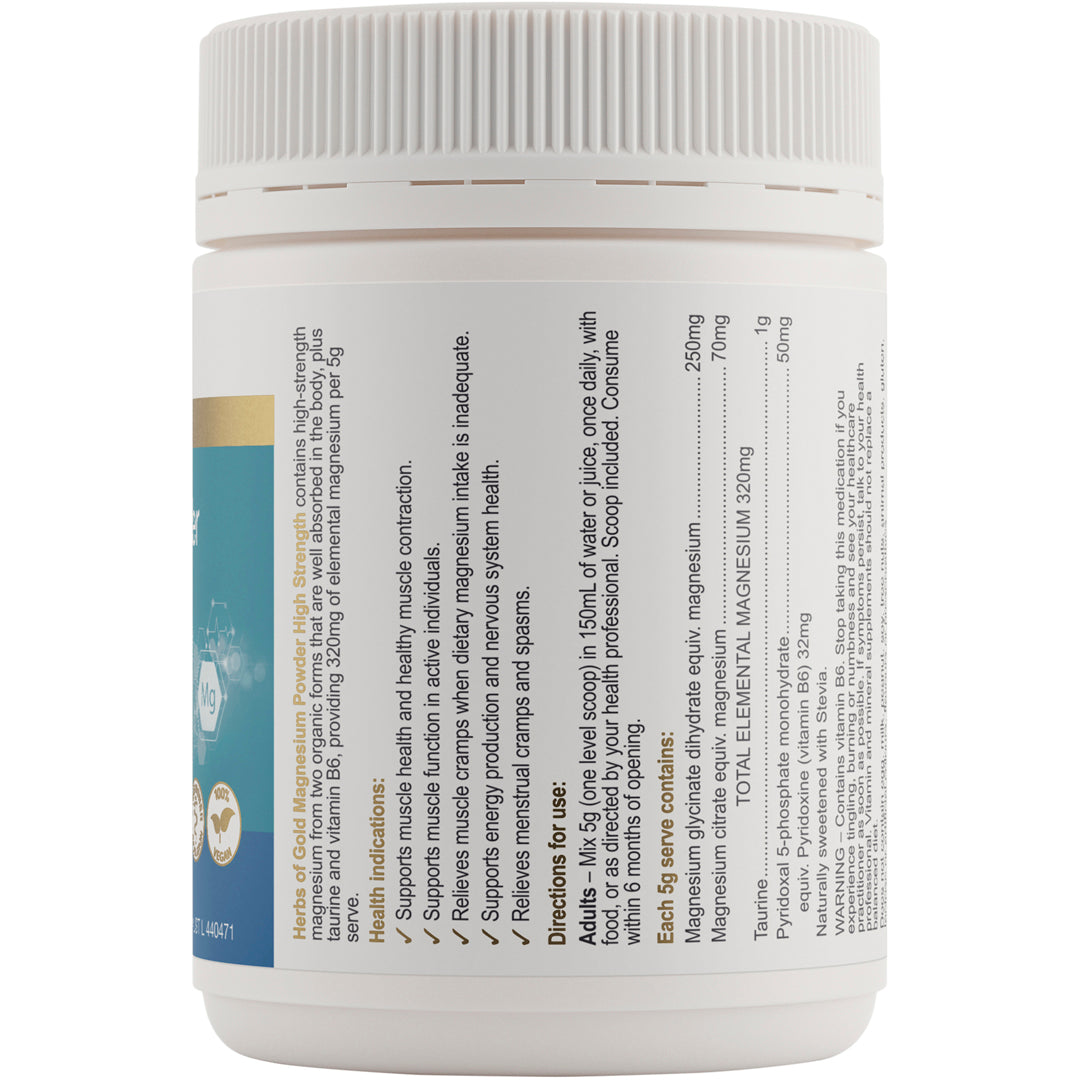 Herbs of Gold Magnesium Powder High Strength