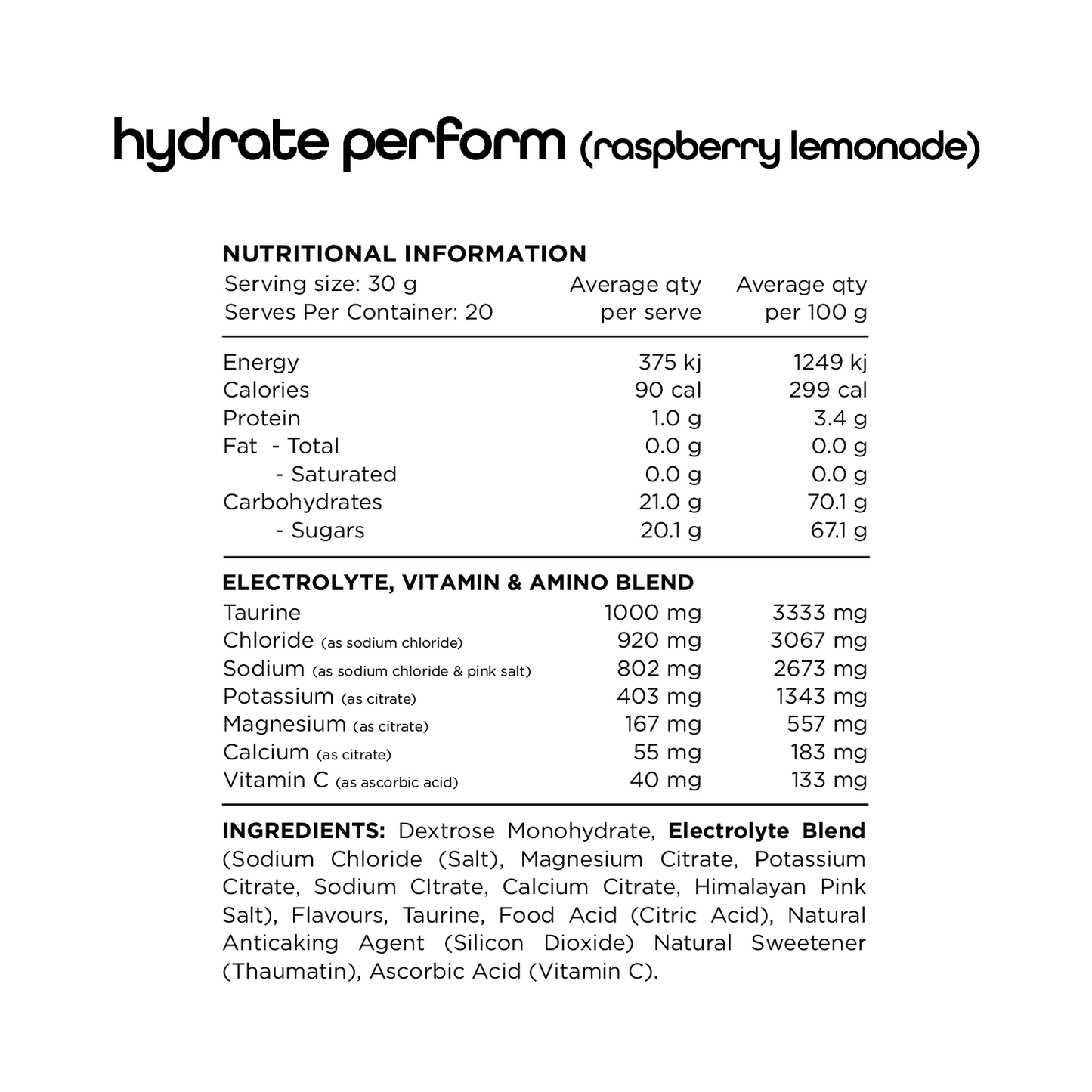 Switch Nutrition Hydrate Perform