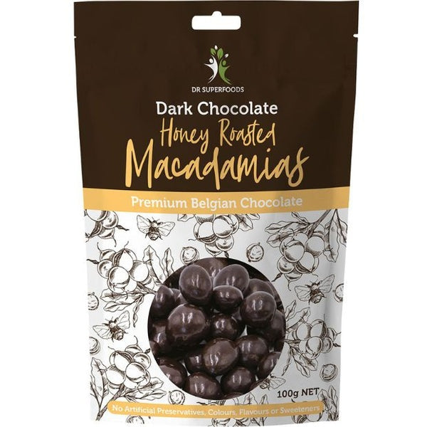 Dr Superfoods Dark Chocolate Honey Roasted Macadamias
