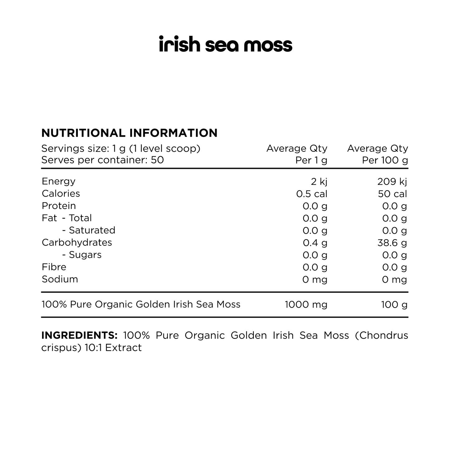 Switch Nutrition Irish Sea Moss Powder