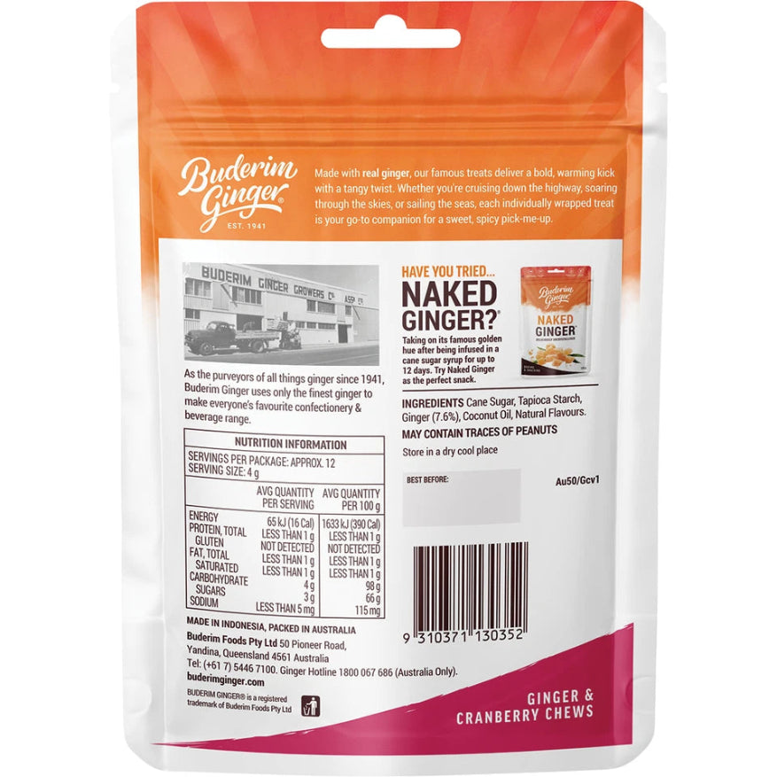 Buderim Ginger Ginger & Cranberry Chews