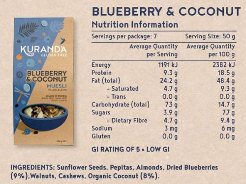 Kuranda Gluten Free Blueberries & Coconut Muesli