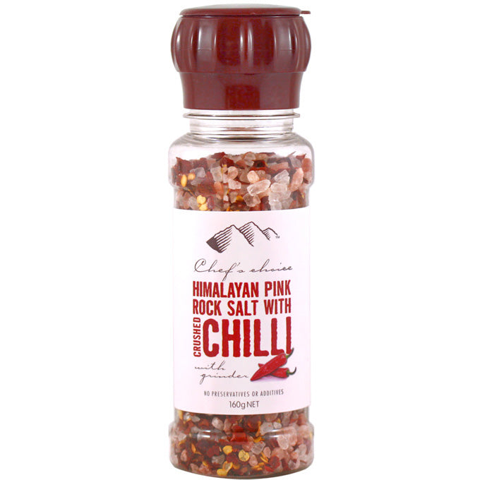 Chefs Choice Himalayan Pink Rock Salt with Crushed Chilli with Grinder