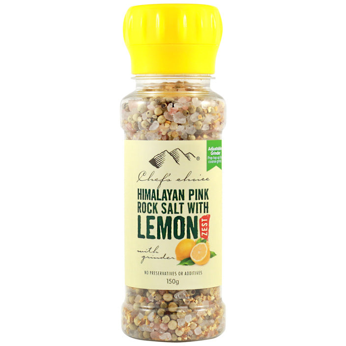 Chef's Choice Himalayan Pink Rock Salt with Lemon Zest with Grinder