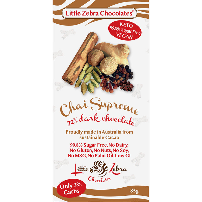 Little Zebra Chocolates Chai Supreme 72% Dark Chocolate