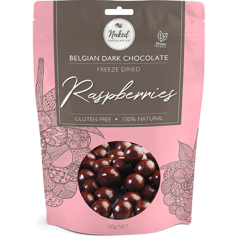 Naked Chocolate Co Dark Chocolate Freeze Dried Raspberries