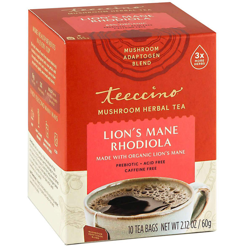 Teeccino Lion's Mane Rhodiola Mushroom Adaptogen Herbal Tea