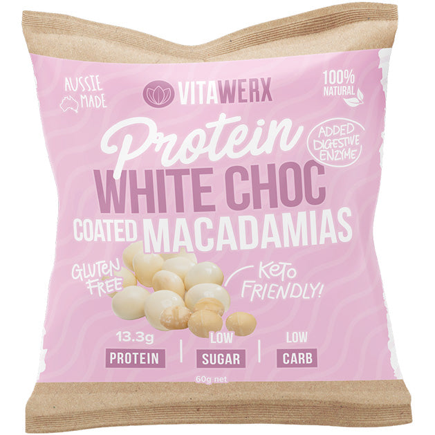 Vitawerx Protein White Chocolate Coated Macadamias