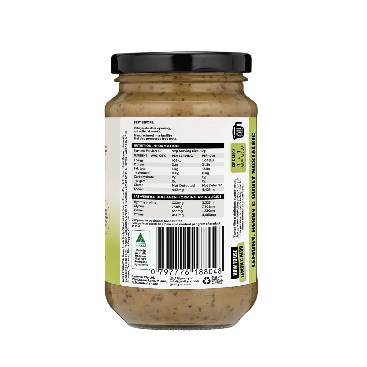 Gevity Rx Bone Broth Body Glue Lemon & Herb