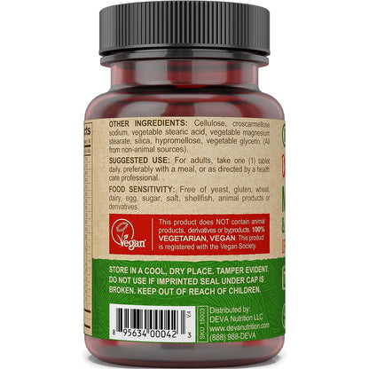 Deva Vegan Multivitamin & Mineral Supplement Tiny Tablets Iron-Free