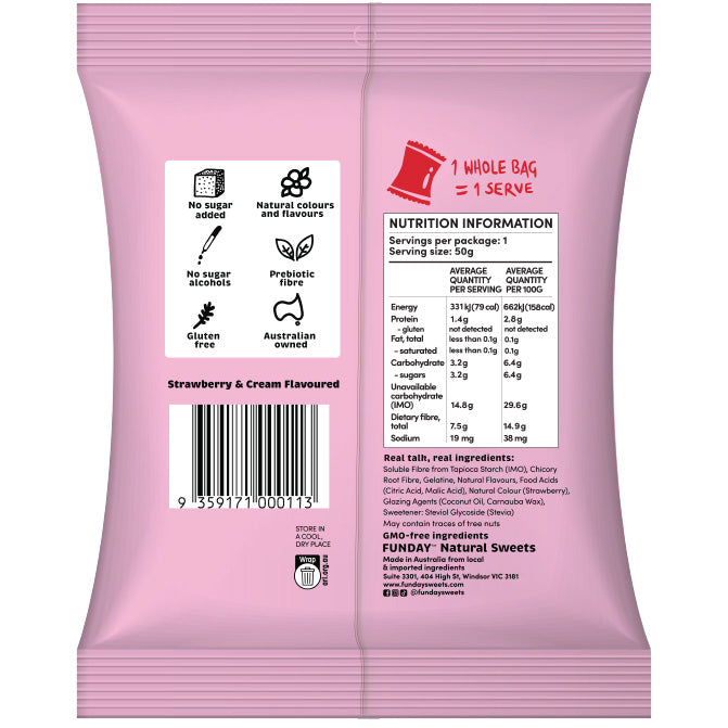 Funday Natural Sweets Strawberry & Cream Flavoured Gummies