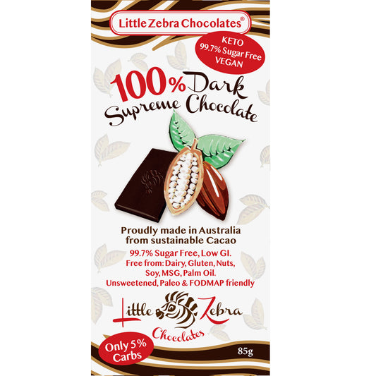 Little Zebra Chocolates 100% Dark Supreme Chocolate