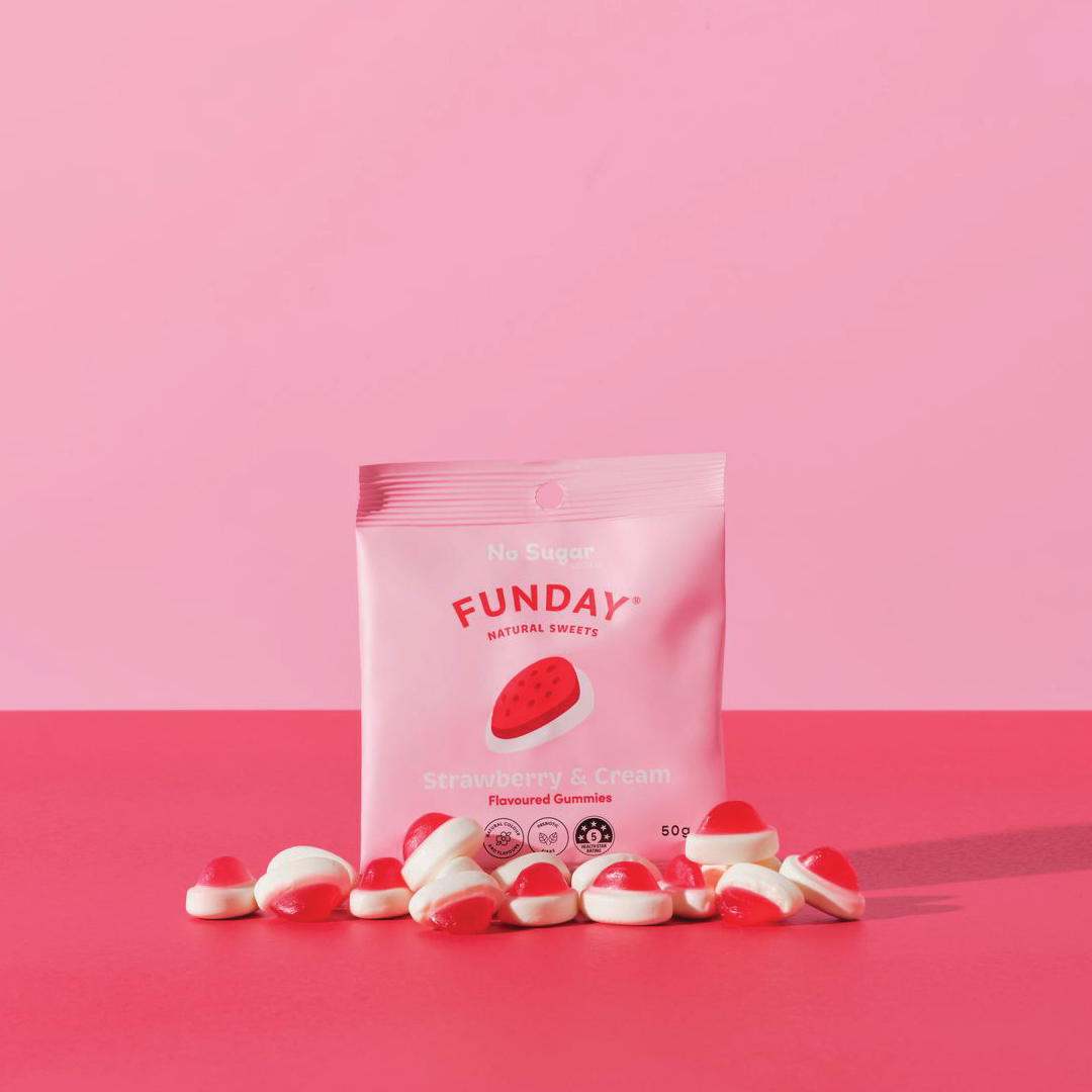 Funday Natural Sweets Strawberry & Cream Flavoured Gummies