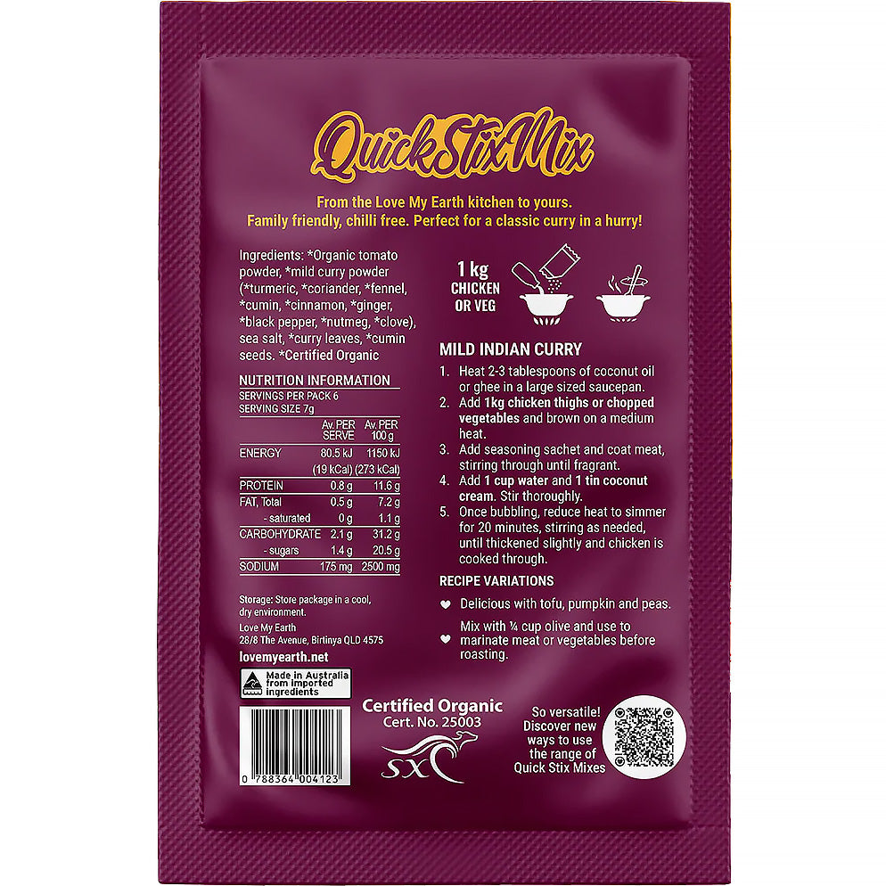 Love My Earth Mild Indian Curry Organic Recipe Base