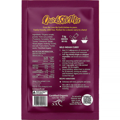 Love My Earth Mild Indian Curry Organic Recipe Base