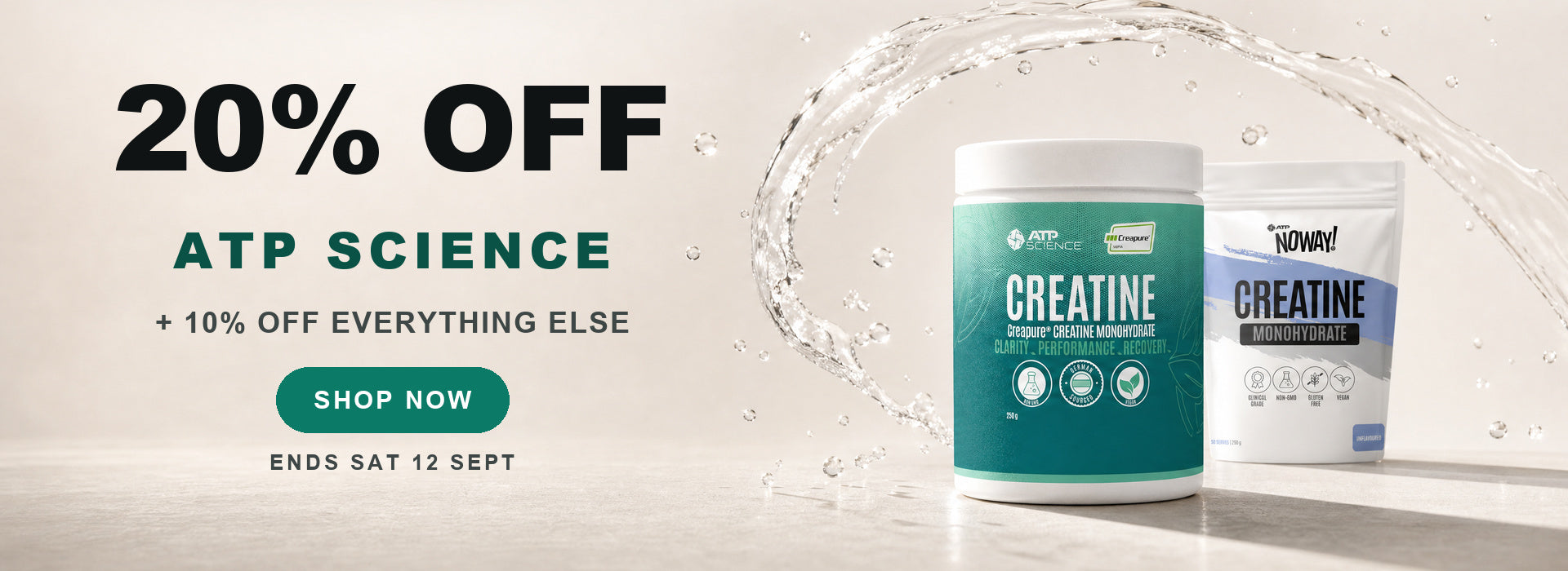 20% off ATP Science plus 10% off everything else. Ends Saturday 12 September.