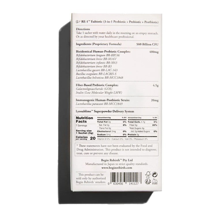 Begin Rebirth RE-1 Probiotic + Prebiotic + Postbiotic