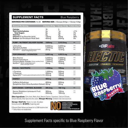 EHP Labs Hectic High Stim Advanced Preworkout