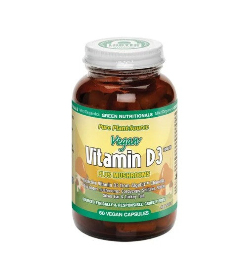 Green Nutritionals Vegan Vitamin D3 Plus Mushrooms 60 Vegan Capsules