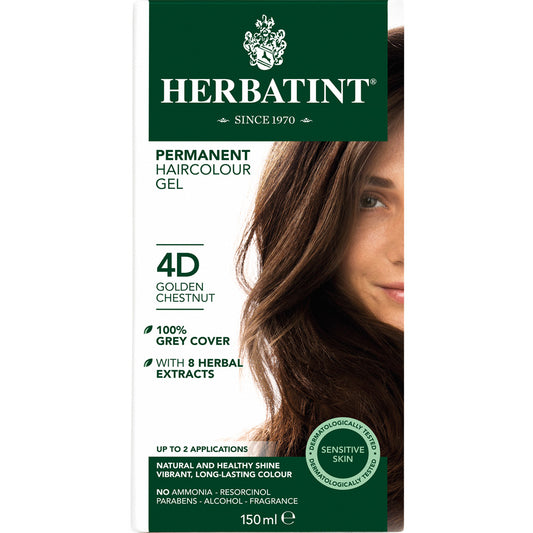 Herbatint Permanent Hair Colour Gel Golden Tones - 4D (Golden Chestnut)