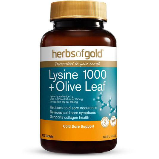 Herbs of Gold Lysine 1000 + Olive Leaf