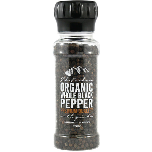 Chef's Choice Organic Whole Black Pepper with Grinder
