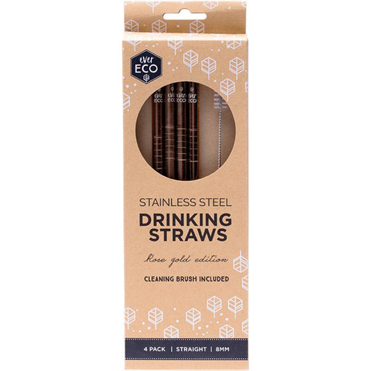 Ever Eco Stainless Steel Drinking Straws Rose Gold
