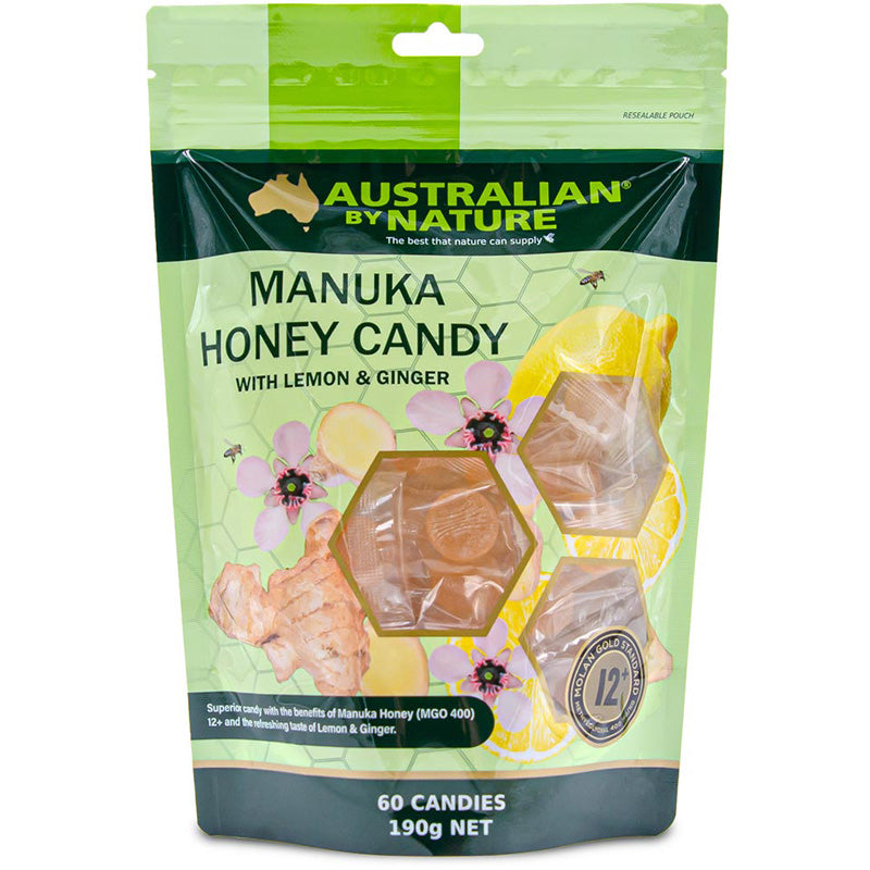 Australian By Nature Manuka Honey Candy 12+ (MGO 400) with Lemon & Ginger