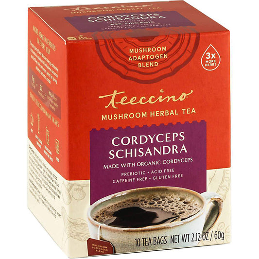 Teeccino Cordyceps Schisandra Mushroom Adaptogen Herbal Tea
