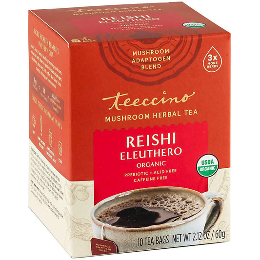 Teeccino Reishi Eleuthero Mushroom Adaptogen Herbal Tea