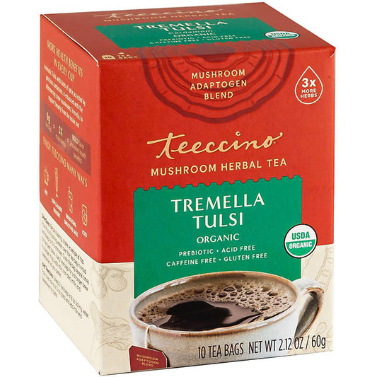 Teeccino Tremella Tulsi Mushroom Adaptogen Herbal Tea