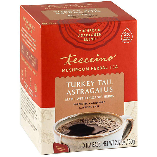 Teeccino Turkey Tail Astragalus Mushroom Adaptogen Herbal Tea