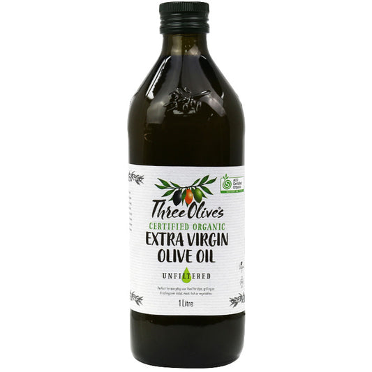 Three Olives Certified Organic Extra Virgin Olive Oil Unfiltered